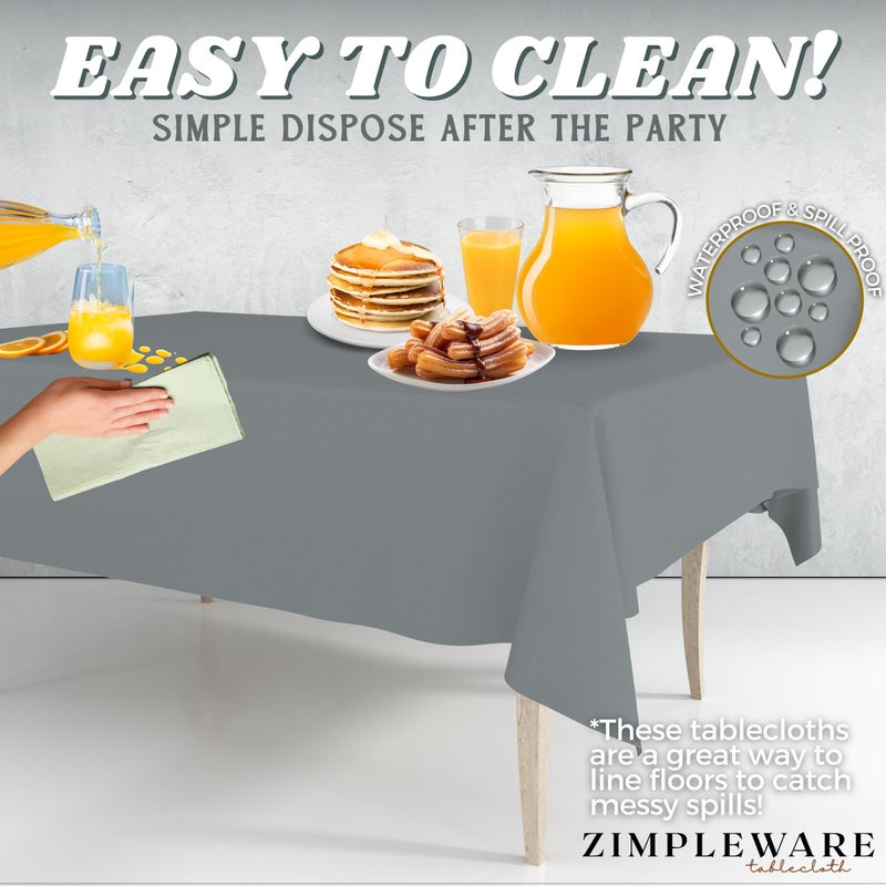 ZIMPLEWARE Premium Silver Plastic Table Cloth Disposable (12 Pk) Plastic Tablecloths for Rectangle Tables (54in x 108in) Party Table Cloths Disposable for 6ft to 8ft Rectangle Tables - Image 5
